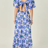 Purple Floral Tie Back Maxi Dress
