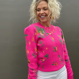 Pink Floral Crew Sweater