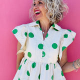 Green Pok-A-Dot Top