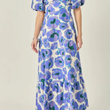 Purple Floral Tie Back Maxi Dress