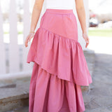 Mauve Poplin Maxi Skirt
