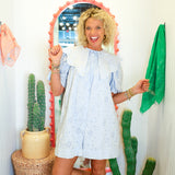 Blue Eyelet Collar Mini