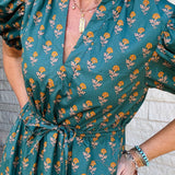 Green Midi Tie Waist Dress