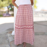 Red Plaid Maxi Skirt