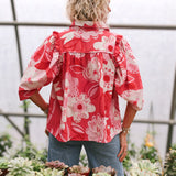 Artist Floral Puff Sleve Top