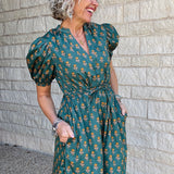Green Midi Tie Waist Dress