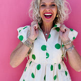 Green Pok-A-Dot Top
