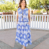 Chambray Embroidery Midi Skirt