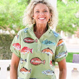 Fish Green Henley Top
