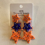 TJ - Orange & Blue Star Earrings