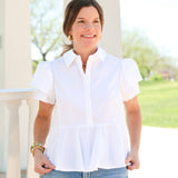 White Peplum Top