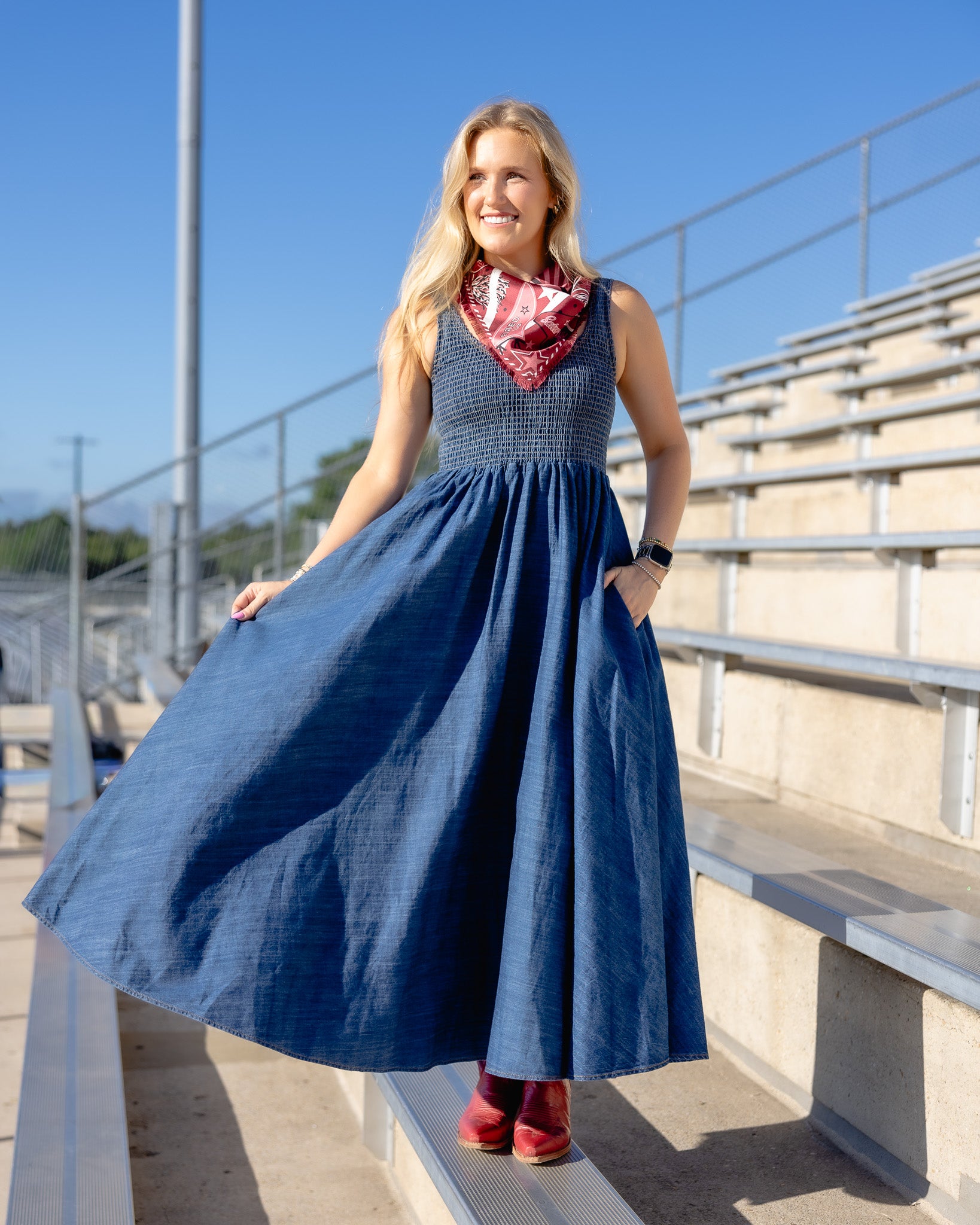 Denim Smock Tank Maxi Dress – Hey Love