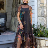 Sheer Floral Maxi Dress