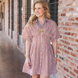 Cocoa Strip Mini Dress