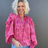 Pink Floral Satin Top