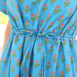 Blue Printed Midi Dress