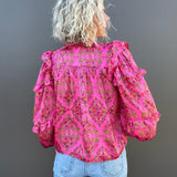 Pink Floral Satin Top