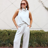 Sleeveless Mock Neck Set (Heather)