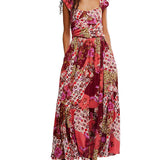 Sasha Floral Mesh Midi Dress (pink)
