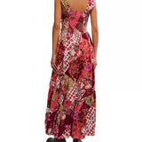 Sasha Floral Mesh Midi Dress (pink)
