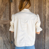Ecru Faux Leather Jacket