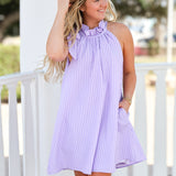 Lavender Seersucker Mini Dress