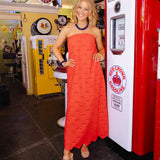Red Eyelet Maxi Dress