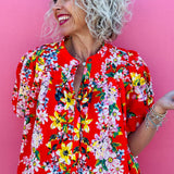 Red Floral  Top