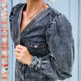 Grey Denim Romper