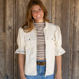 Ecru Faux Leather Jacket