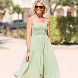 Audrey Green Stripe Midi