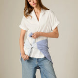 White Poplin Collar Top