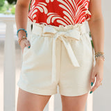 Ivory High Waist Shorts