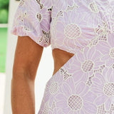 Lavender Floral Eyelet Midi Dress