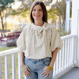 Brown Stripe Bow Top
