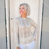 Silver Metallic Cable Sweater