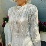 Silver Metallic Cable Sweater