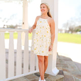 Ivory Mini Dress w/ Sunflowers