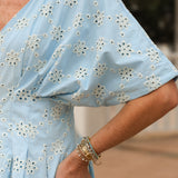 Blue Eyelet Maxi Dress