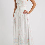 Cerys Floral Lace Detail Cotton Maxi Dress