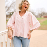 Pink Stripe Collar Top