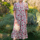 Maroon Floral Midi Dress