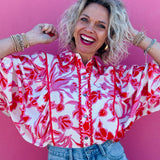 Pink & Red Floral Top