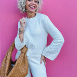 Oatmeal Crochet Knitted Top