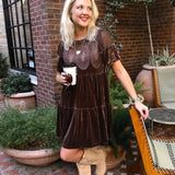 Chocolate Velvet Mini Dress