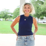 Navy Racerback Rib Tank