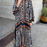 Navy and Brown Maxi Dress