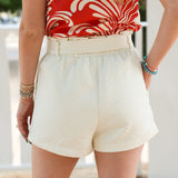 Ivory High Waist Shorts