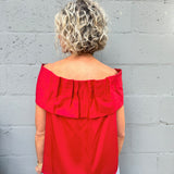 Red Strapless Bow Top