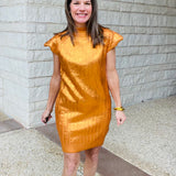 Orange Metallic Mini Dress